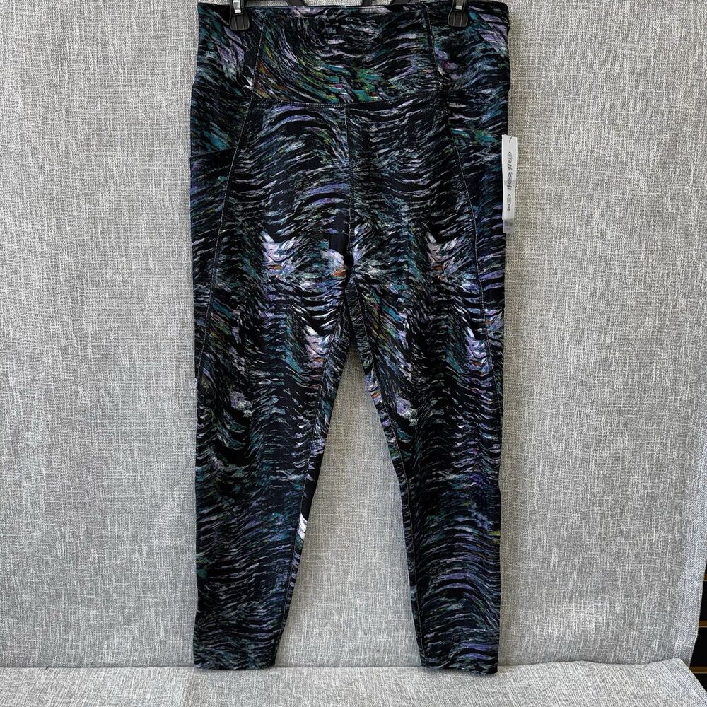 NWT Nine West Active High-Rise Pocket Leggings Black Navy cosmic swirl Large